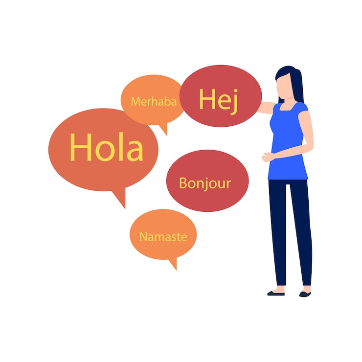 Vector la chica está señalando estas palabras.