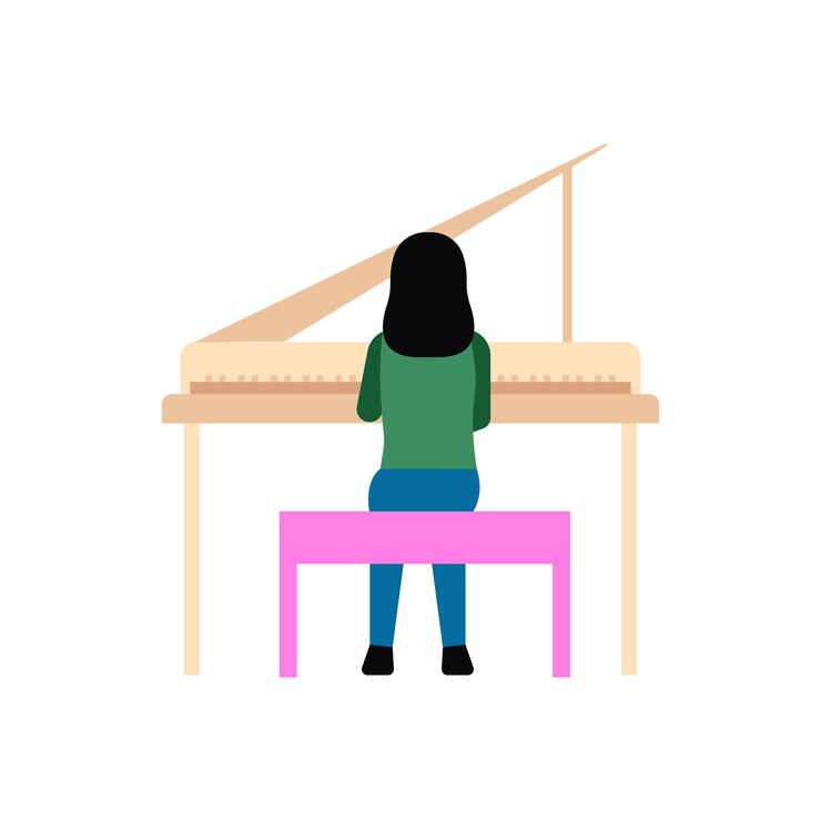 Vector la chica está tocando el piano.
