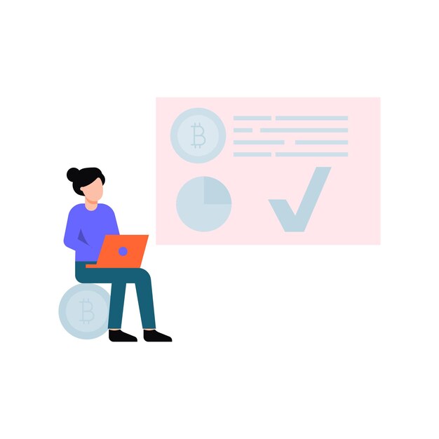 La chica está trabajando en bitcoin