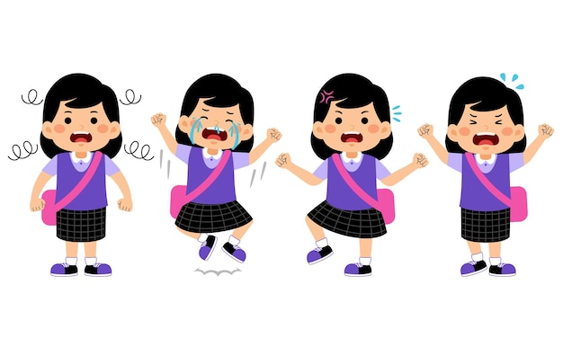 Chica estudiante con uniforme escolar Vector Ilustración