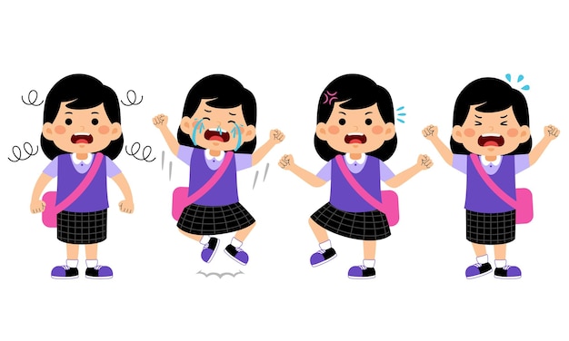 Chica estudiante con uniforme escolar Vector Ilustración