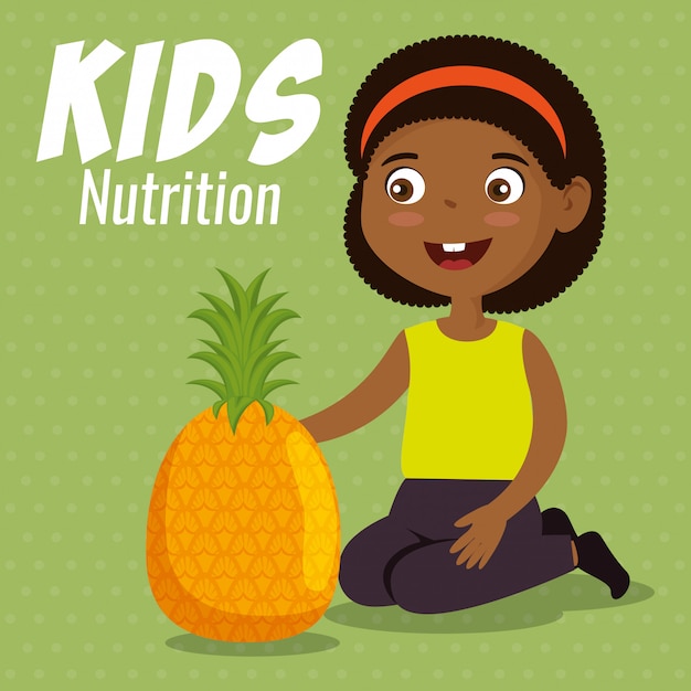 chica feliz con comida de nutrición