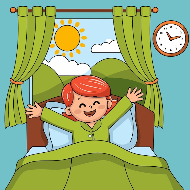Una chica feliz despertando