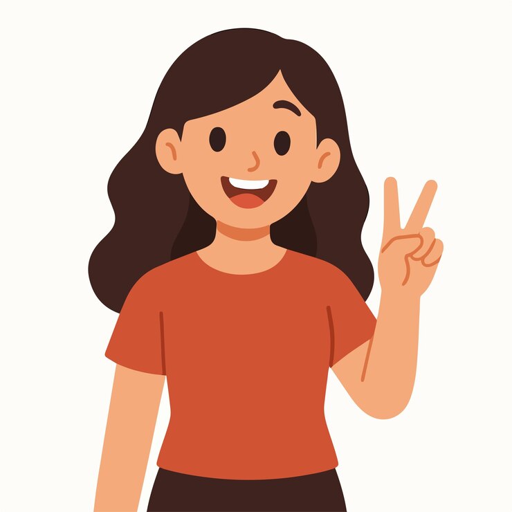Vector chica feliz con el signo de la paz