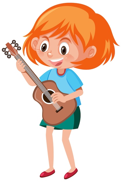 Chica feliz tocando la guitarra