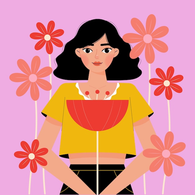 una chica con flores