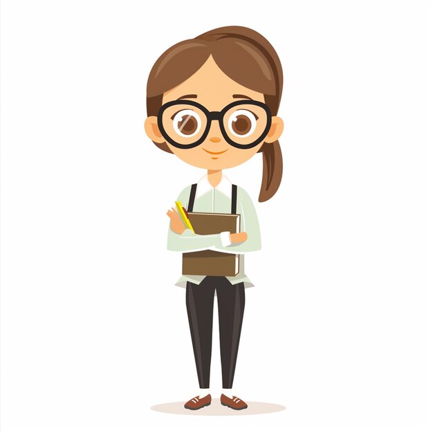 una chica con gafas leyendo un libro con un libro en sus manos