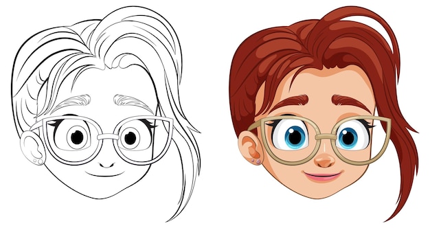 La chica con gafas Transformación vectorial