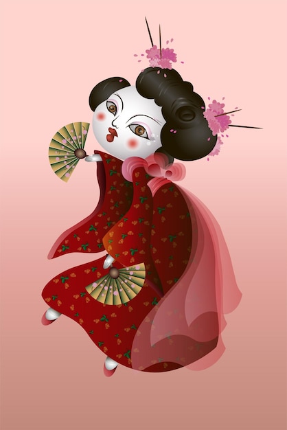 Vector la chica geisha del vector