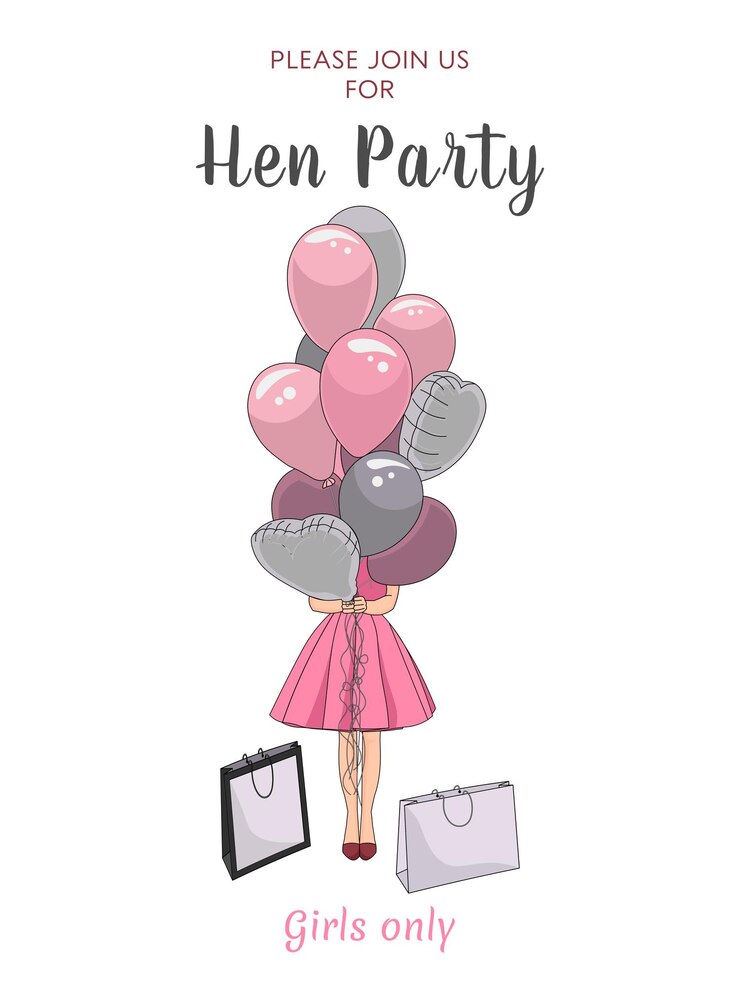 Vector chica con globos despedida de soltera invitación tamplate para damas noche fiesta despedida de soltera invitat