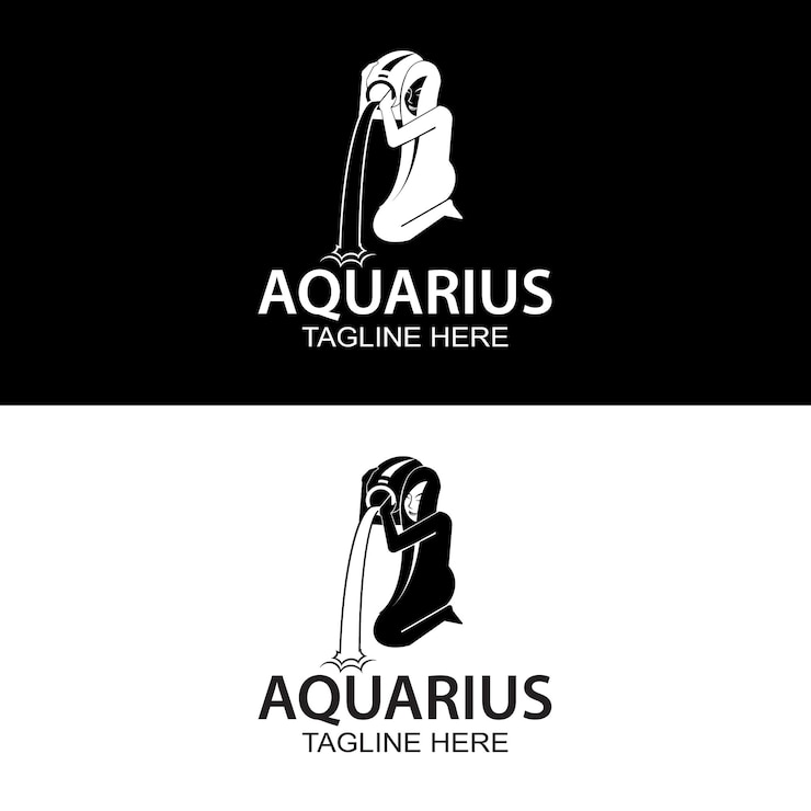 Vector chica gota de agua de la silueta del jarrón para mujer acuario y diseño de logotipo de dibujos animados de cuidado de la salud de belleza