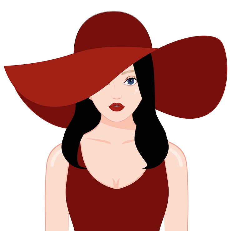 Vector chica guapa joven con vestido rojo fiesta nocturna cuidado de la piel maquillaje belleza pelo rizado piel oscura