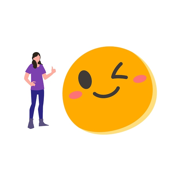 Vector a la chica le gustan los emojis