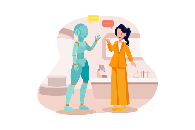 Chica Hablando Con Un Bot Artificial