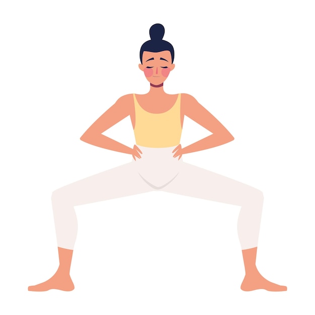 chica haciendo yoga icono aislado