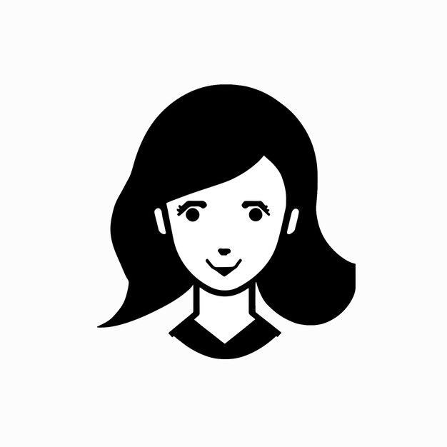 Chica hermosa cara línea icono ilustración vectorial