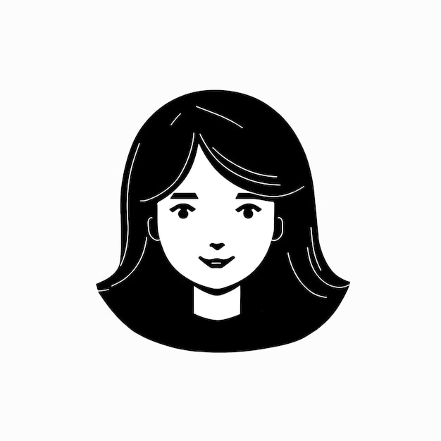 Chica hermosa cara línea icono ilustración vectorial