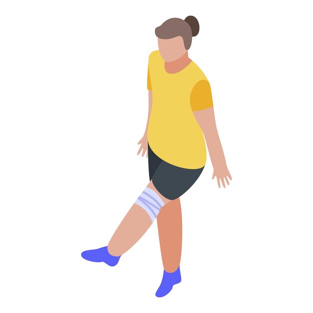 Chica con icono de lesión en la pierna Isométrica de chica con icono de vector de lesión en la pierna para diseño web aislado sobre fondo blanco