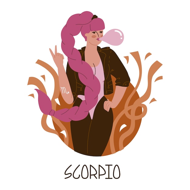 Chica en la imagen del signo zodiacal escorpio.