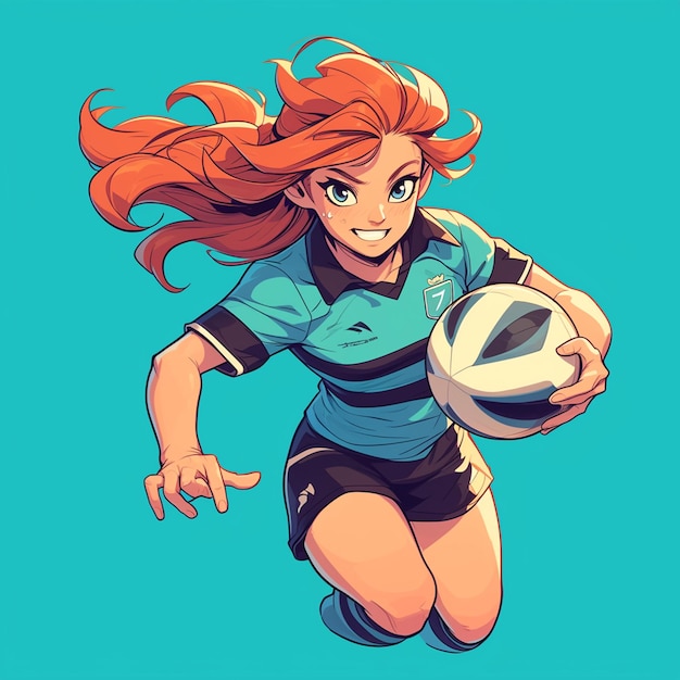 Vector una chica de irving hace rugby submarino al estilo de dibujos animados