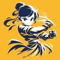 Vector una chica de jakarta practica el pencak silat al estilo de las caricaturas