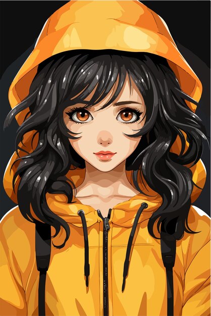 Vector chica joven anime estilo personaje vector ilustración diseño manga anime girl