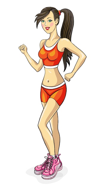 Vector chica joven dedicada a correr. ilustración vectorial.