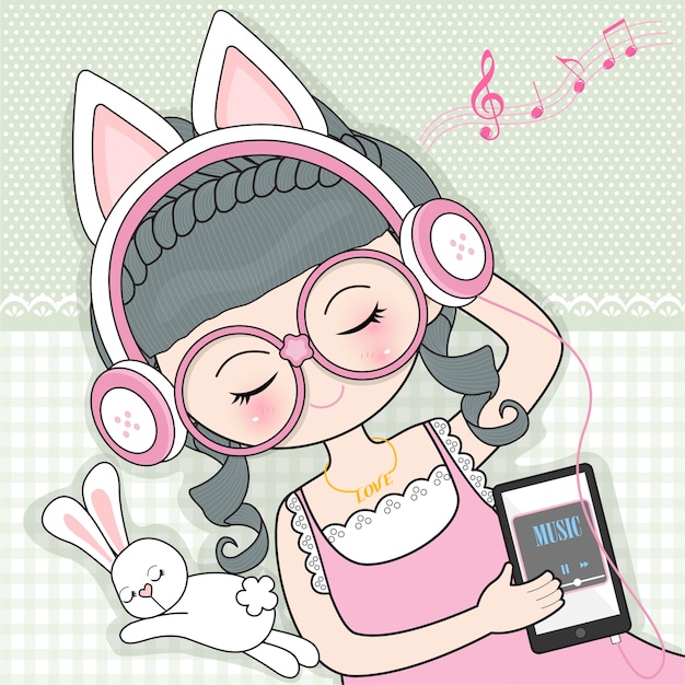 Chica joven escuchando música