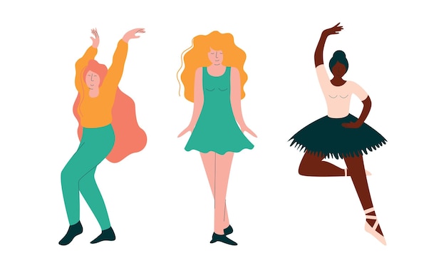 Chica joven positiva bailando moviendo las manos y las piernas al ritmo de la música