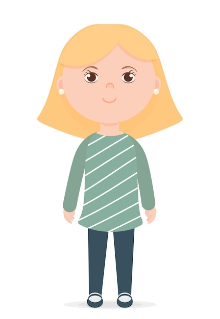 Chica joven en retrato aislado backgroundvector blanco