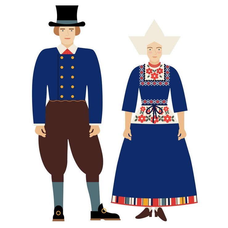 Vector chica y joven en traje folklórico holandés