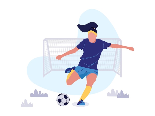 Vector chica de jugador de fútbol de fútbol