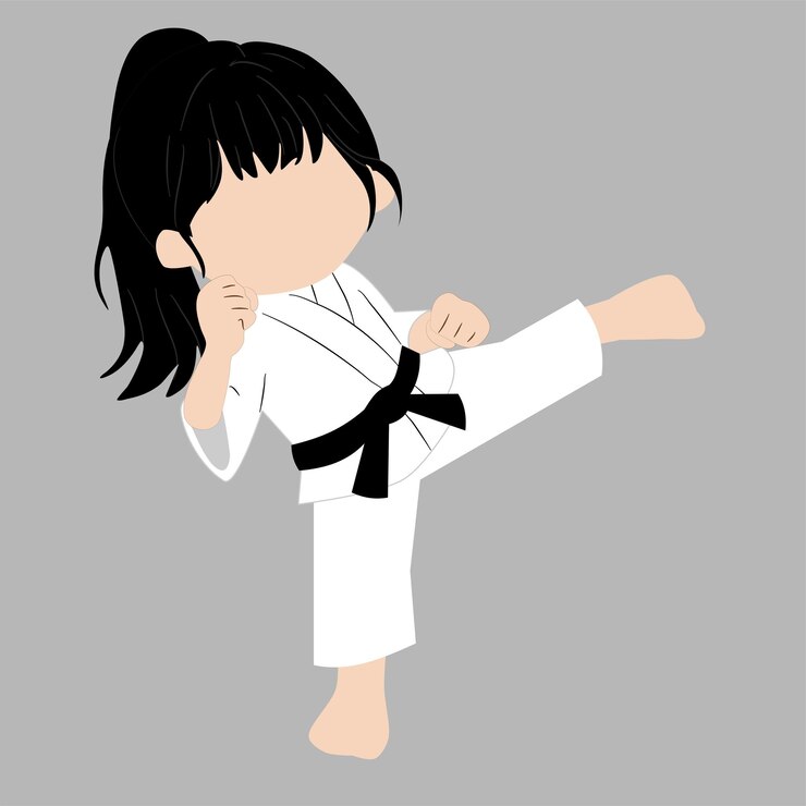 La chica de karate pateando