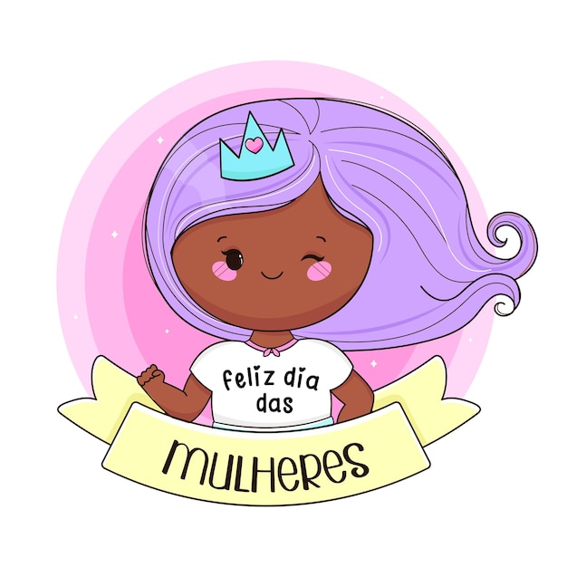 Vector chica kawaii linda feliz día de la mujer vector