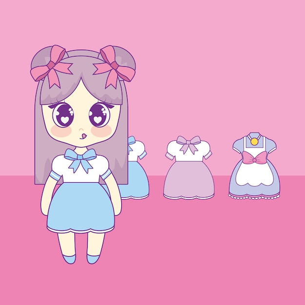 chica kawaii con ropa de conjunto