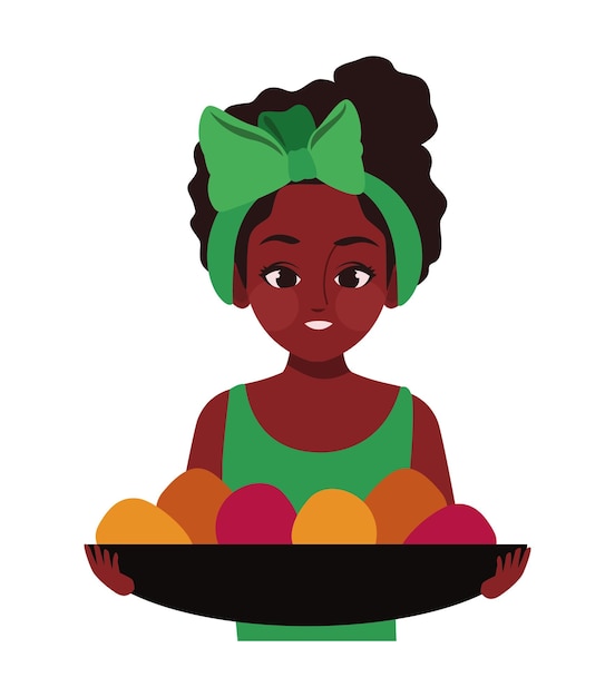 Vector una chica kwanzaa con frutas