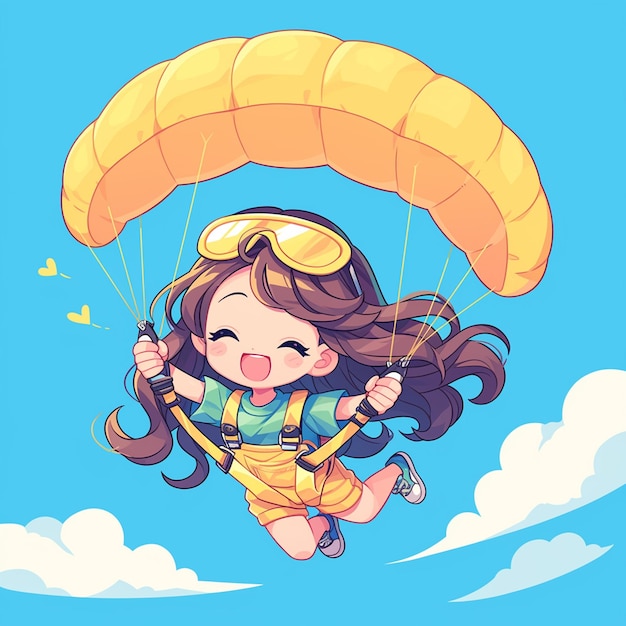 Una chica de Laredo va en paracaídas al estilo de los dibujos animados