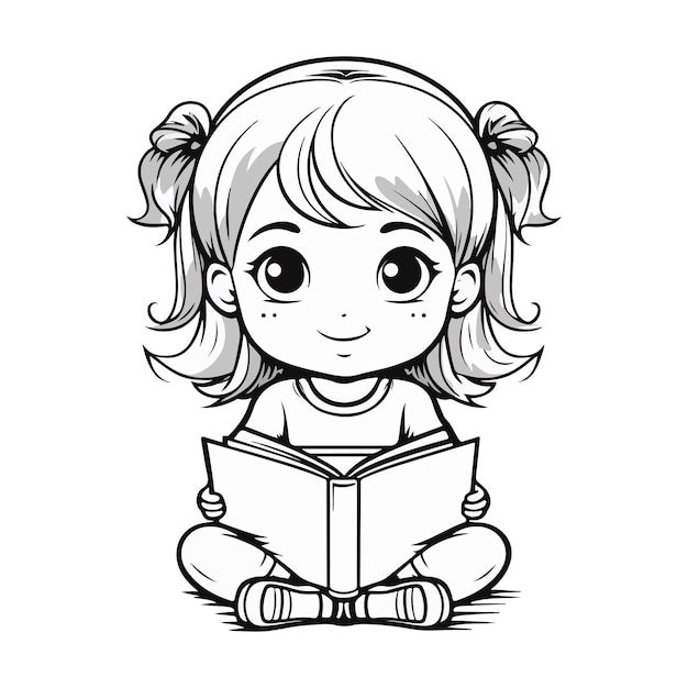 chica leyendo libro clipart