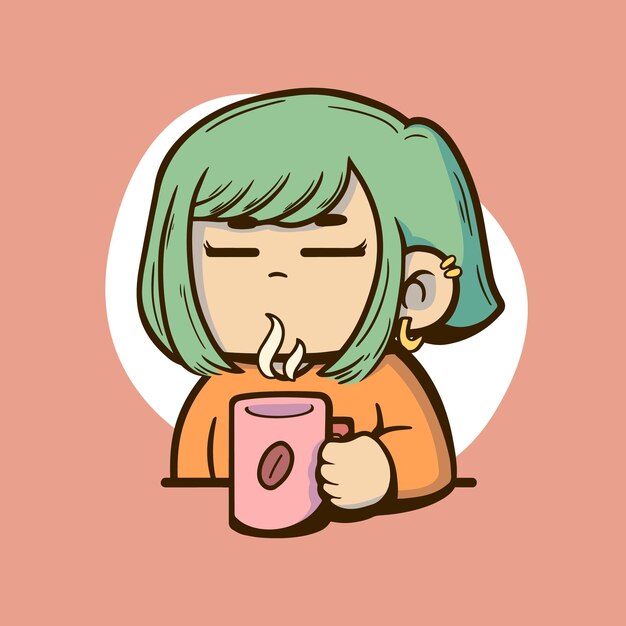 chica linda con café
