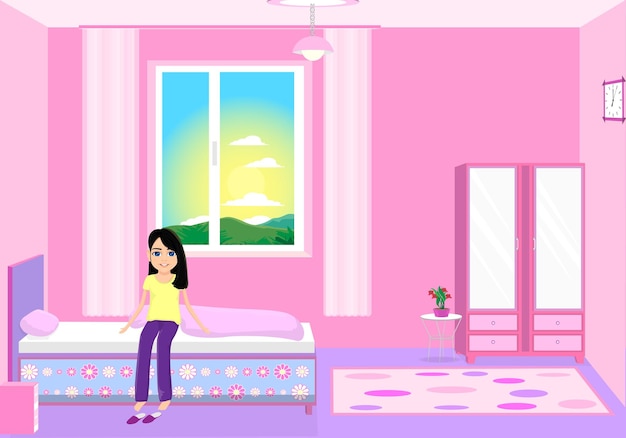 chica linda despertando de su sueño