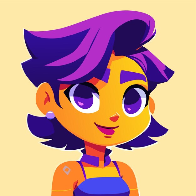 Vector chica linda dibujada a mano plana elegante mascota personaje de dibujos animados dibujo pegatina icono concepto aislado