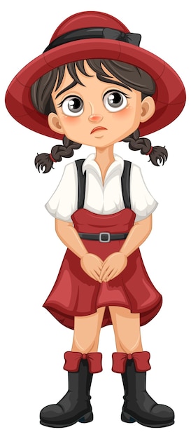 Chica linda con expresión triste al estilo de dibujos animados