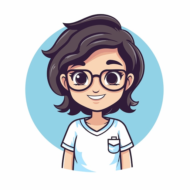 Chica linda con gafas icono de dibujos animados ilustración vectorial diseño gráfico ilustración vectoria diseño gráfico