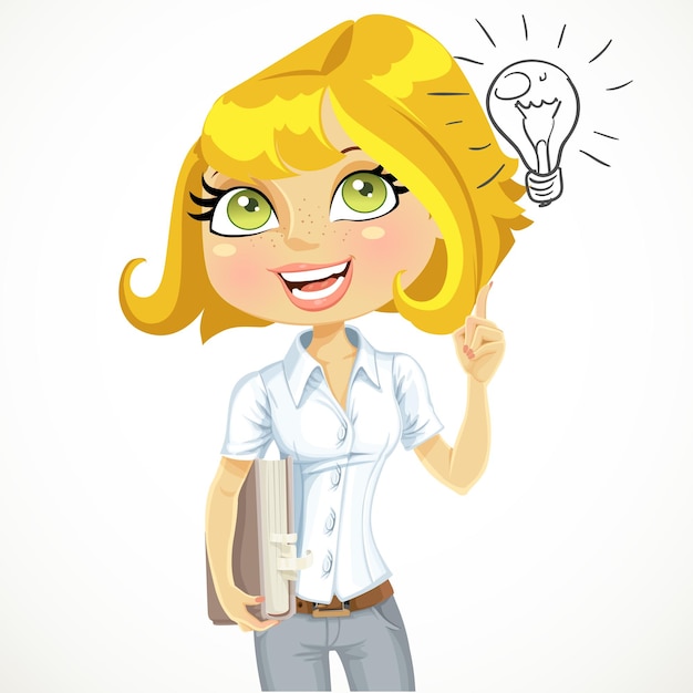 Chica linda con una idea de libro de inspiración