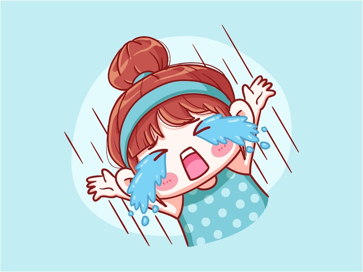 Chica linda y kawaii llorando en voz alta Manga Chibi