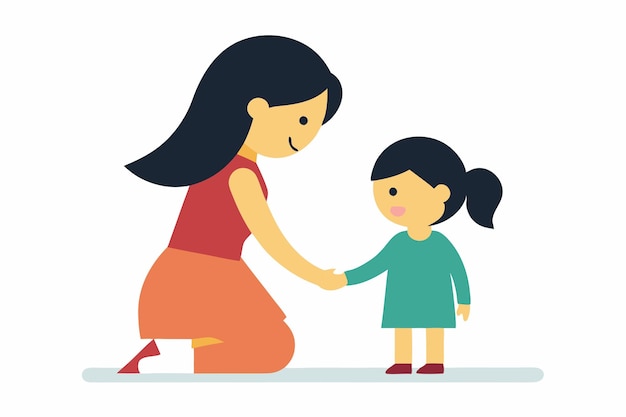 La chica linda paga el respeto de la madre ilustración