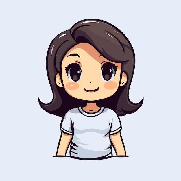 Chica linda con el pelo largo Ilustración vectorial estilo dibujos animados