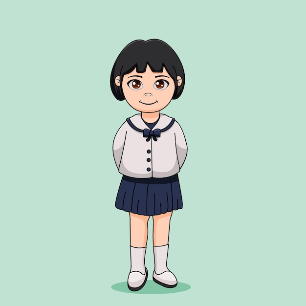 Chica linda de pie usando la ilustración del uniforme escolar