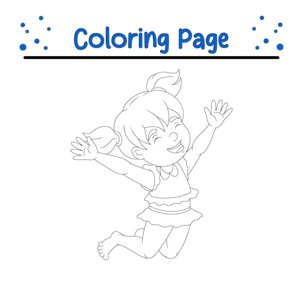 La chica linda se ríe página de colorear