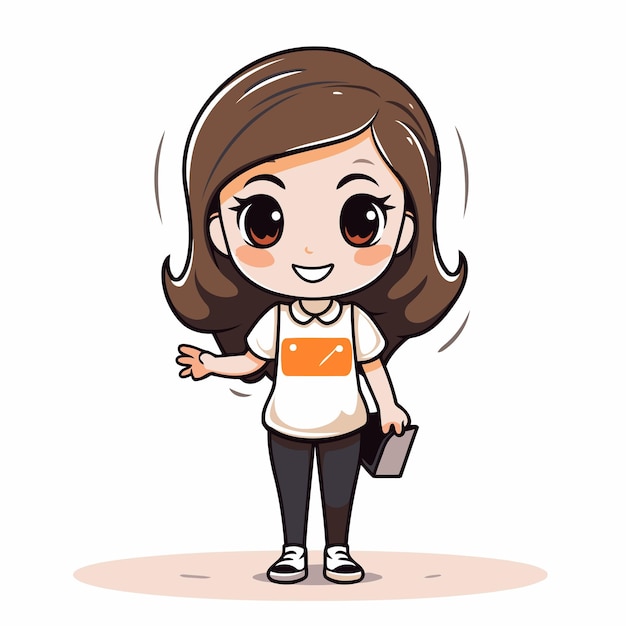 Vector chica linda con ropa casual ilustración vectorial personaje de dibujos animados